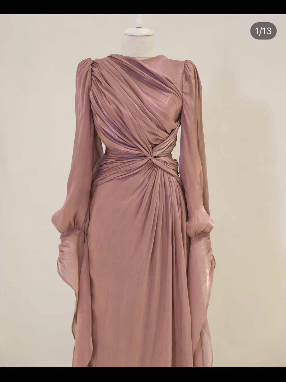 Elegant Rose Maxi Dress with Draped Detail - Picture 1 of 3